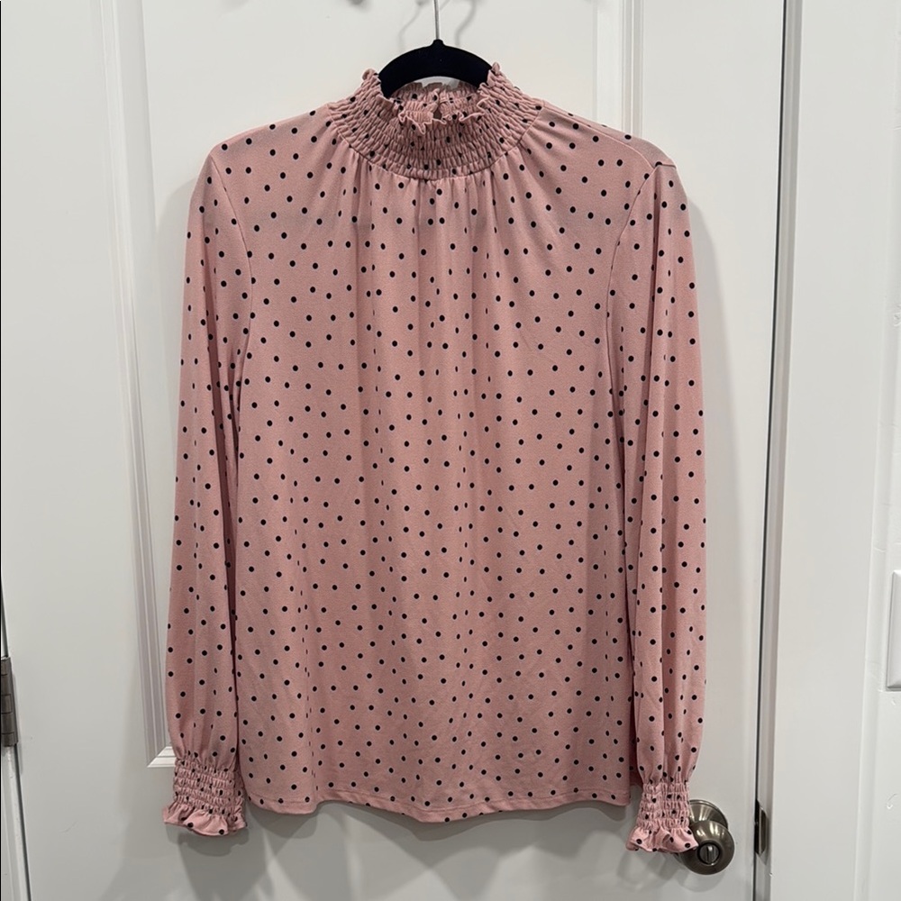 Adrianna Papell Pink Bishop Sleeve Ruffled Blouse